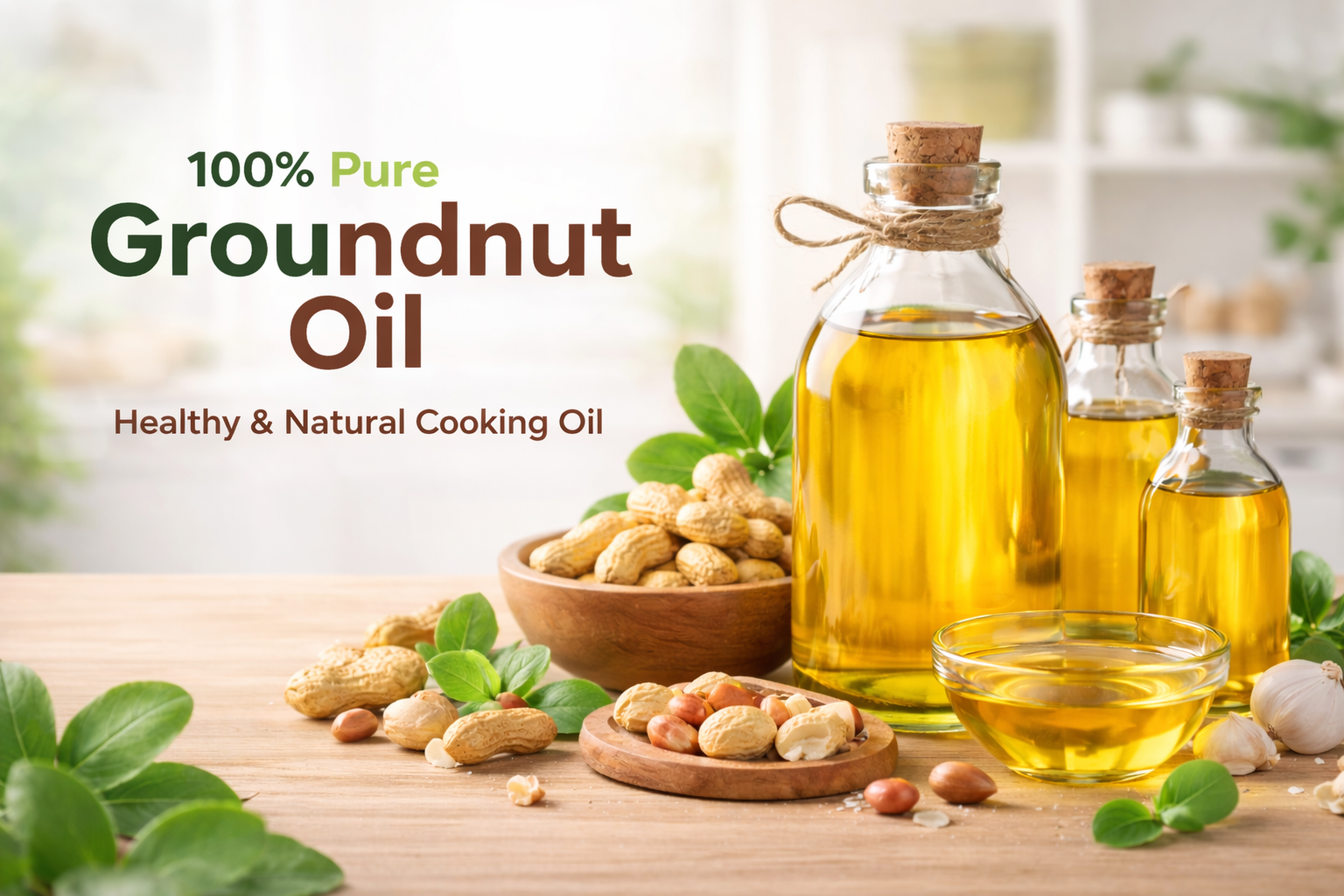 Bottle of GoFarmDaily cold pressed groundnut oil